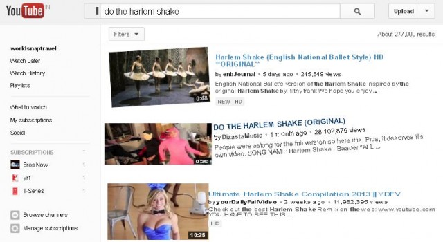 do the harlem shake in youtube